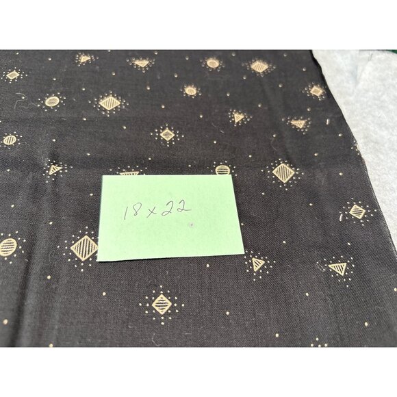 Black Cotton Fat Quarter Fabric 18x22" with Geometric Gold Accents Quilting & Cr - Picture 4 of 5